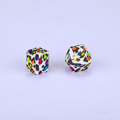 Colorful Pattern Printed Silicone Focal Beads LS-SI-JX0022A-11-1