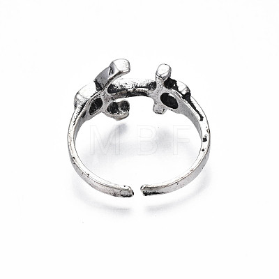 Alloy Anchor Open Cuff Ring for Men Women RJEW-T009-38AS-1