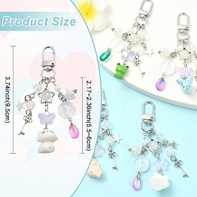 Glass & Resin & Alloy Pendant Decorations HJEW-YW00408-01-1