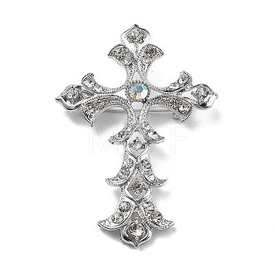 Cross Alloy Rhinestone Brooch Pins LS-JEWB-Z034-06P-01-1