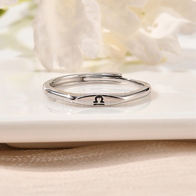 Rhodium Plated 925 Sterling Silver Adjustable Rings RJEW-S397-01P-11-1