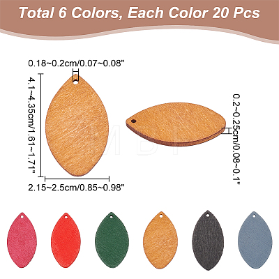  140Pcs 7 Colors Wood Pendants WOOD-NB0002-19-1