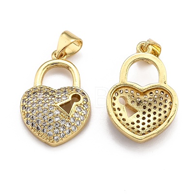 Brass Micro Pave Clear Cubic Zirconia Pendants ZIRC-J025-65G-1