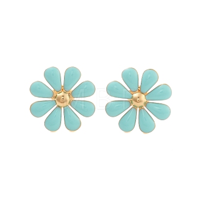 304 Stainless Steel Enamel Stud Earrings EJEW-S226-03G-02-1