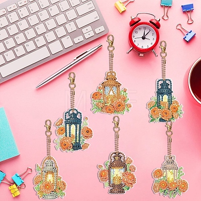 6Pcs DIY Diamond Painting Lantern Keychain Kits PW-WG73926-01-1