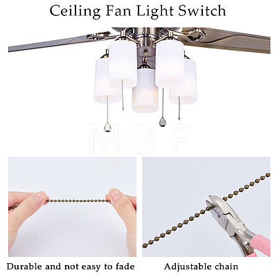 CRASPIRE 3 Sets 3 Colors Alloy Ceiling Fan Pull Chain Extenders FIND-CP0001-76-1