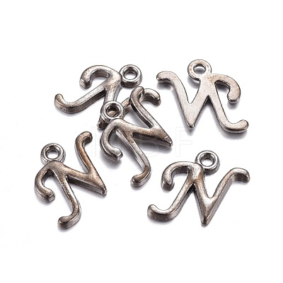 Gunmetal Plated Alloy Letter Pendants PALLOY-J718-01B-N-1