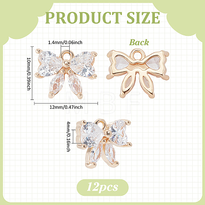 12Pcs Brass Glass Charms KK-PH0013-43C-1