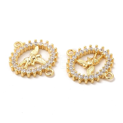 Eco-Friendly Rack Plating Brass Pave Clear Cubic Zirconia Connector Charms KK-F851-11G-1