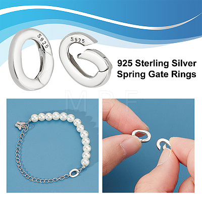   4Pcs 925 Sterling Silver Spring Gate Rings STER-PH0001-53-1