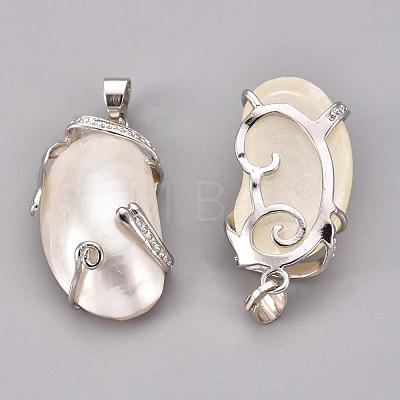 Natural White Shell Mother of Pearl Shell Pendants SSHEL-E550-01-1