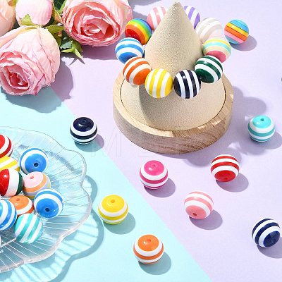 Opaque Striped Resin Beads RESI-CJC0021-16-1