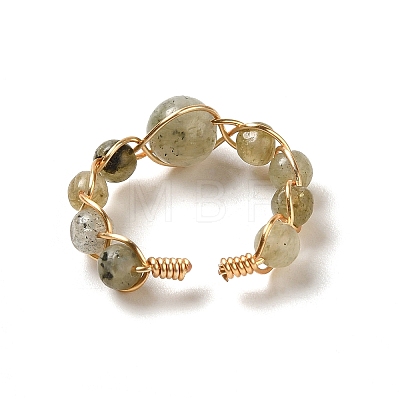 Adjustable Natural Labradorite with Brass Rings G-B075-01G-08-1