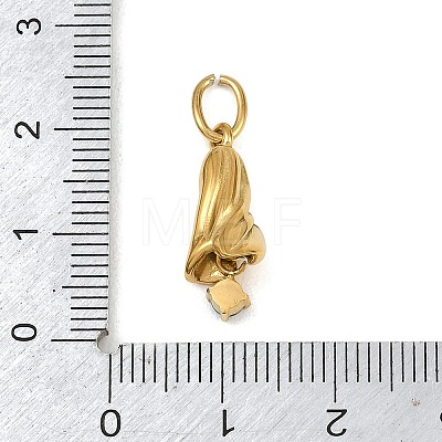 304 Stainless Steel Micro Pave Cubic Zirconia Pendants SA-CBA1D2B-01G-I-1