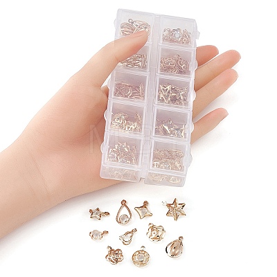 100Pcs 10 Styles Rack Plating Eco-Friendly Iron Charms IFIN-YW0001-87-1
