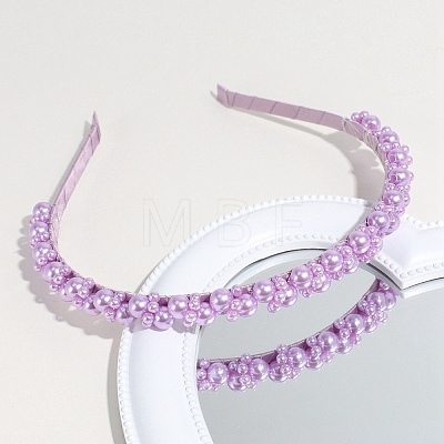 Solid Color Plastic Imitation Pearl Hair Band PW-WG72696-03-1