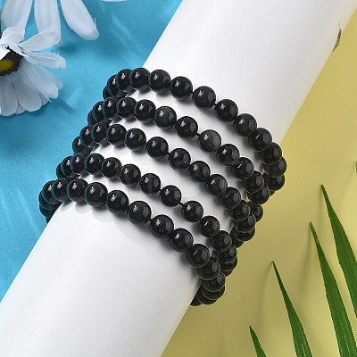 Natural Obsidian Stretch Beaded Bracelets G-A185-01A-1