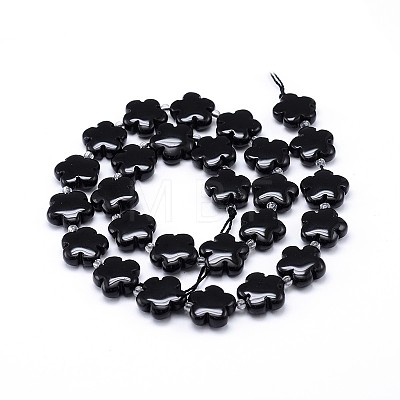 Natural Black Onyx Flower Bead Strands G-M206-10B-1