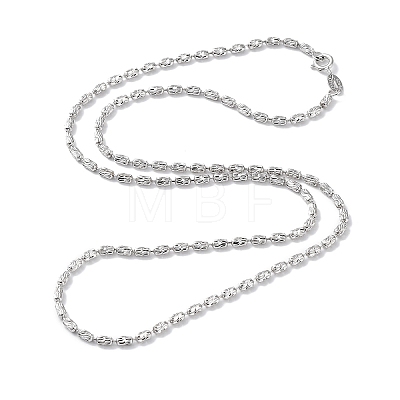 Rhodium Plated 925 Sterling Silver Bead Chains Necklace for Women NJEW-A014-01P-1
