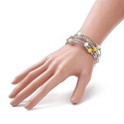 Glass Beads Five Loops Wrap Bracelets BJEW-JB09056-04-1