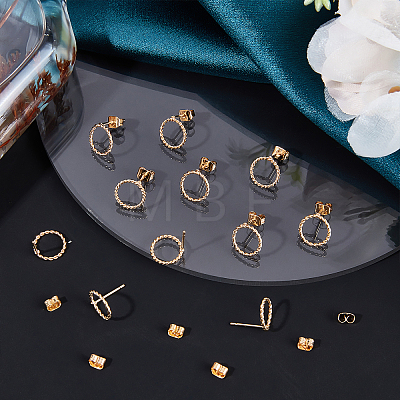 20Pcs Long-Lasting Plated Brass Ring Stud Earrings for Women KK-BBC0003-41-1