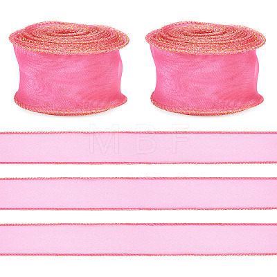 2 Rolls Polyester Mesh Ribbons SRIB-TA0003-42B-1