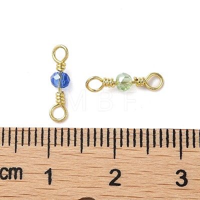 Faceted Glass Connector Charms KK-D044-03G-1