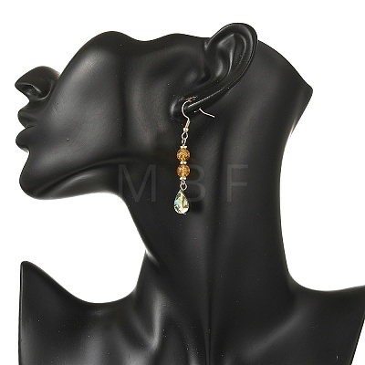 Natural Amber & Abalone Shell/Paua Shell Beads Dangle Earrings EJEW-JE07315-01-1