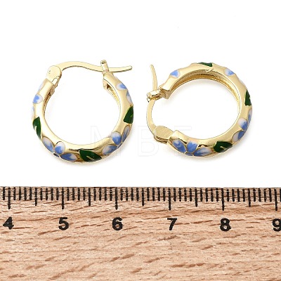 Brass Enamel Hoop Earrings for Women EJEW-K335-01G-01-1