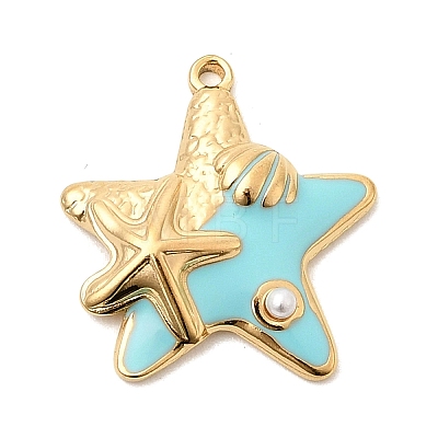 304 Stainless Steel Enamel Pendants STAS-P431-31G-02-1