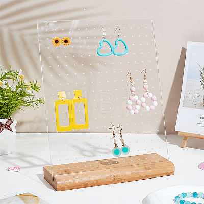 Transparent Acrylic Slant Back Earring Display Stands FIND-WH0152-30-1