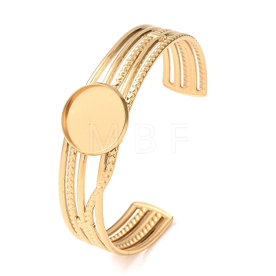 304 Stainless Steel Multi-strand Cuff Bracelet Blanks with Flat Round Bezel Settings SA-CBA4160-01B-G-1