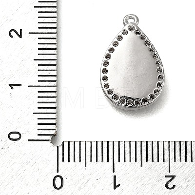 Rack Plating Brass Micro Pave Clear Cubic Zirconia Pendant Cabochon Settings KK-NH0001-16P-1