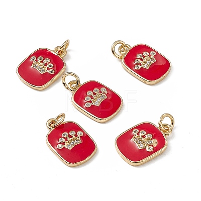 Brass Micro Pave Cubic Zirconia Enamel Pendants KK-E068-VB149-2-1