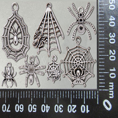 100Pcs 10 Styles Tibetan Style Alloy Pendants TIBEP-CJ0001-80-1