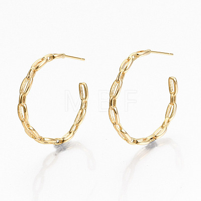 Brass Half Hoop Earrings KK-R117-055G-NF-1