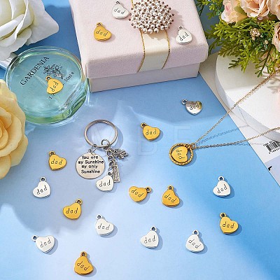 40 Pieces Love Dad Heart Charms Pendant Antique Alloy Heart Charm Father's Day Pendant for Jewelry Necklace Earring Gift Making Crafts JX368A-1