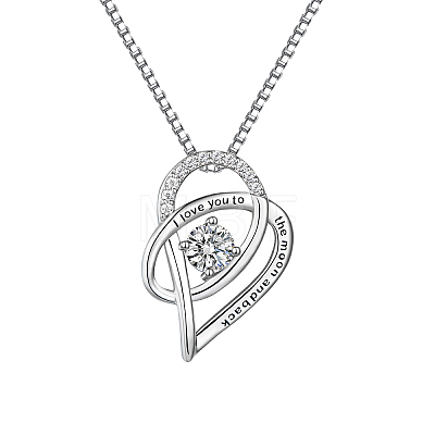 S925 Silver Heart-shaped Pendant Necklace with Hollow LOVE Design CJ7216-1