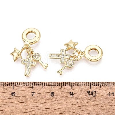 Brass Micro Pave Clear Cubic Zirconia European Dangle Charms KK-N287-33E-G-1