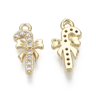 Brass Micro Pave Clear Cubic Zirconia Charms X-KK-S348-525-NF-1