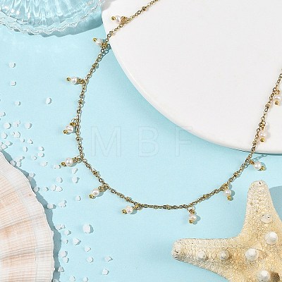 Natural Freshwater Pearl Bead Pendant Necklaces NJEW-JN06469-1