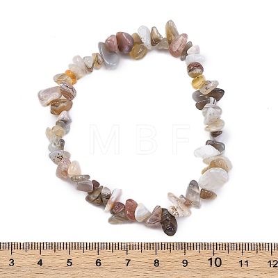 Natural Botswana Agate Chip Beaded Stretch Bracelets for Women Men BJEW-L038-01C-1