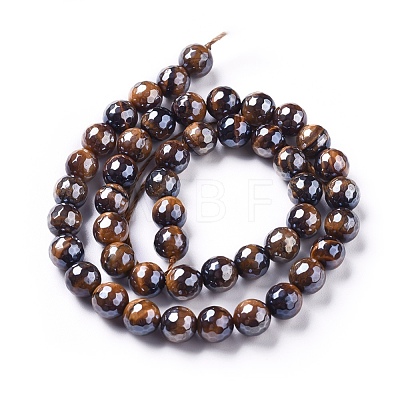 Electroplated Natural Tiger Eye Beads Strands G-F660-01-8mm-1