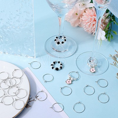 SUNNYCLUE 300Pcs 316 Surgical Stainless Steel Wine Glass Charms Rings STAS-SC0007-19-1