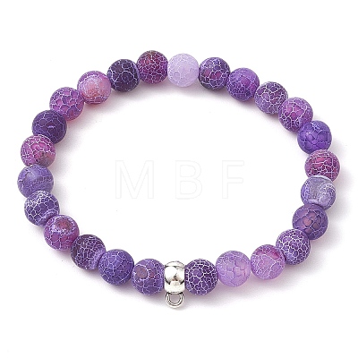 Natural Weathered Agate Beads Stretch Bracelets for Women BJEW-JB11412-02-1
