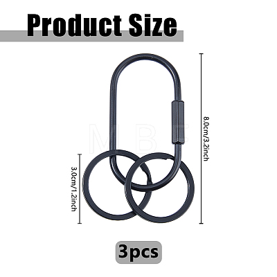 3Pcs Brass Locking Carabiner KEYC-DC00065-1