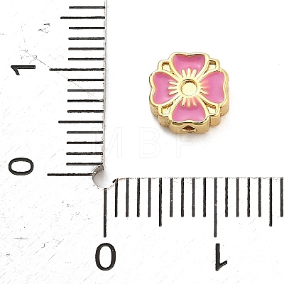 Flower Brass Enamel Bead Rhinestone Settings KK-H527-01G-03-1