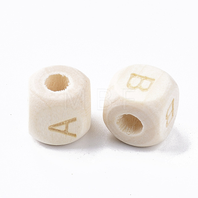 Carved Natural Wood European Beads WOOD-T026-007-1