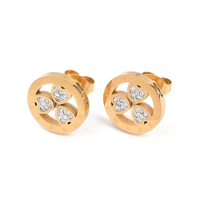 Flower 304 Stainless Steel Stud Earrings EJEW-H175-01G-1