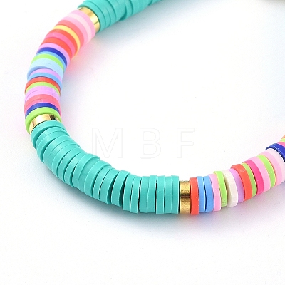 Handmade Polymer Clay Heishi Beads Stretch Bracelets BJEW-JB05079-01-1